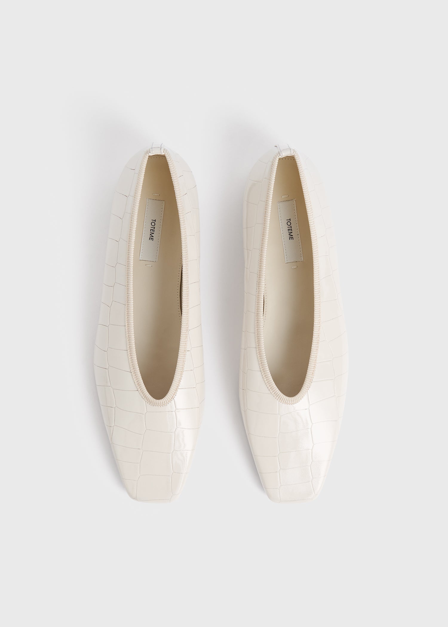 Minimalist croco-embossed ballerinas oyster - 4