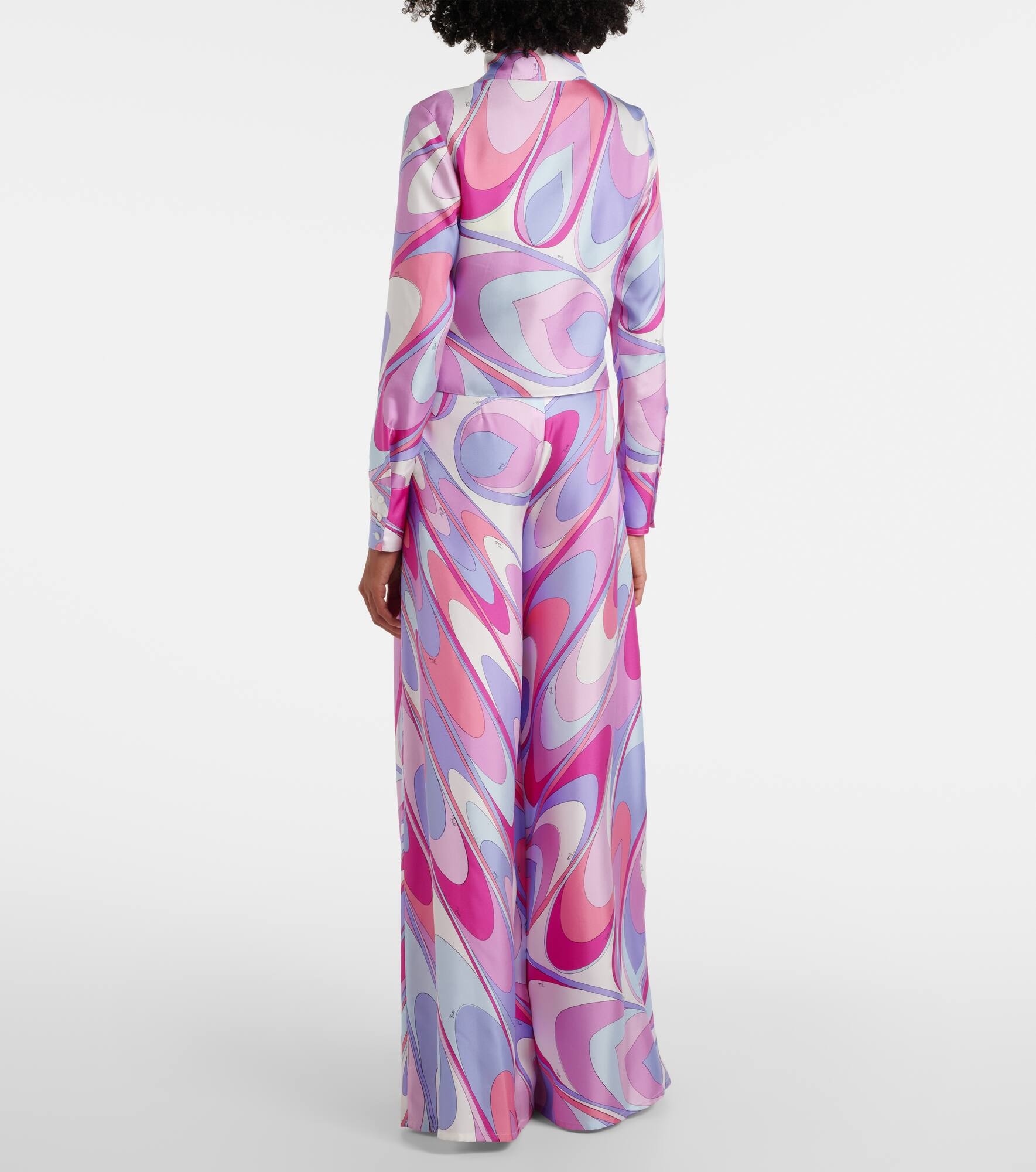 Printed cropped silk twill shirt - 3