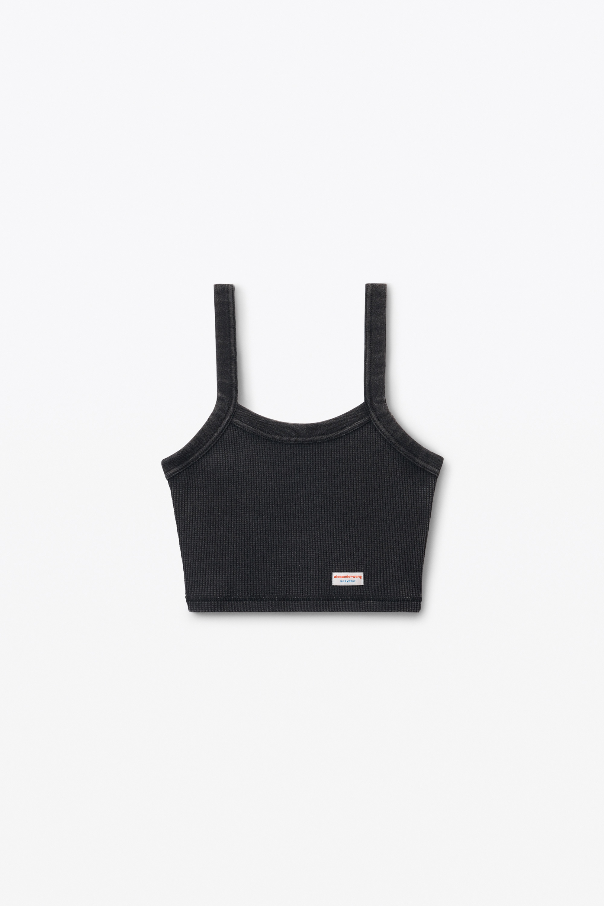 cropped camisole in waffle-knit cotton stretch - 1