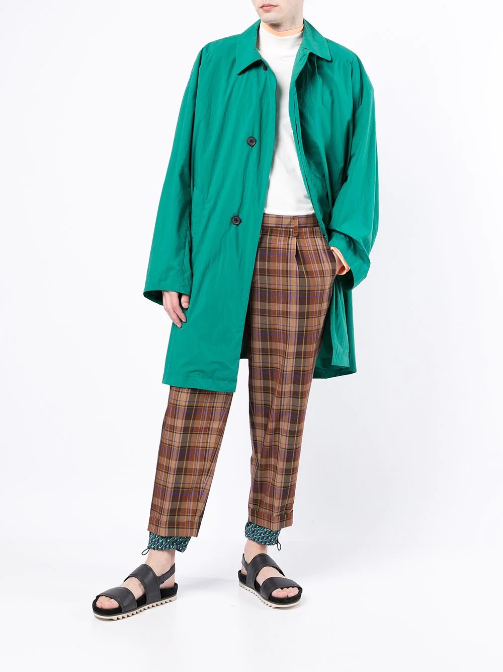 tartan-print cropped trousers - 2