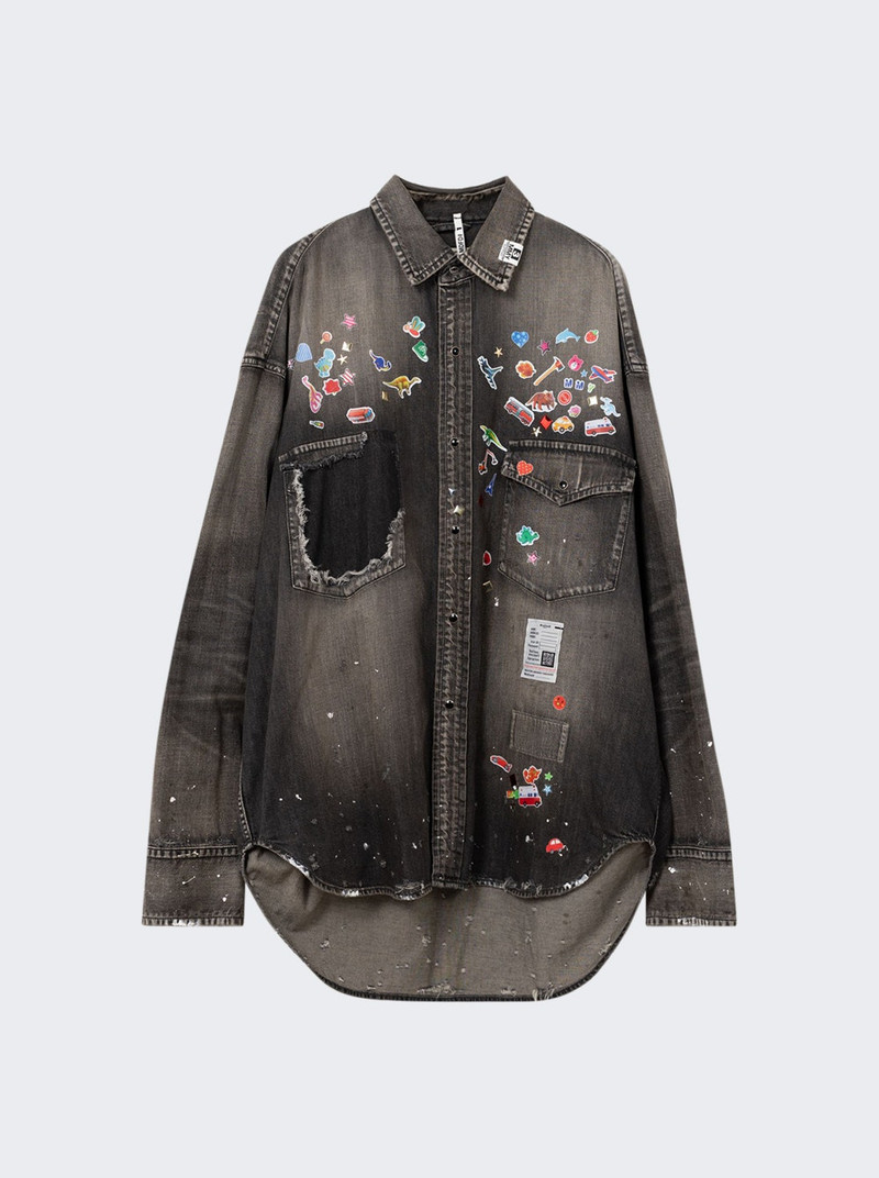 Denim Shirts With Stickers Black 1