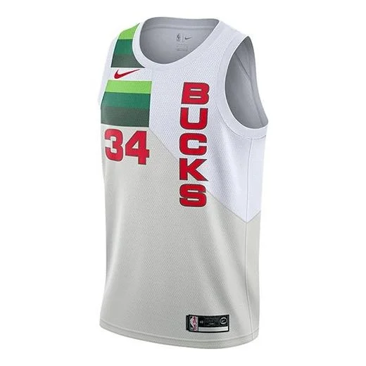 Nike Nba L Giannis Antetokounmpo Authentic Milwaukee Bucks Jersey 'White Red' BQ1165-100 - 1