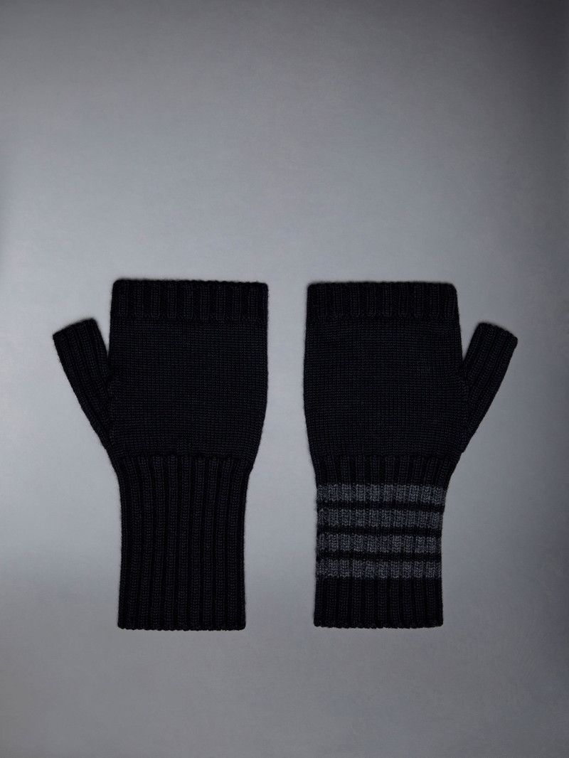 Thom Browne Merino Wool 4-Bar Fingerless Gloves outlook