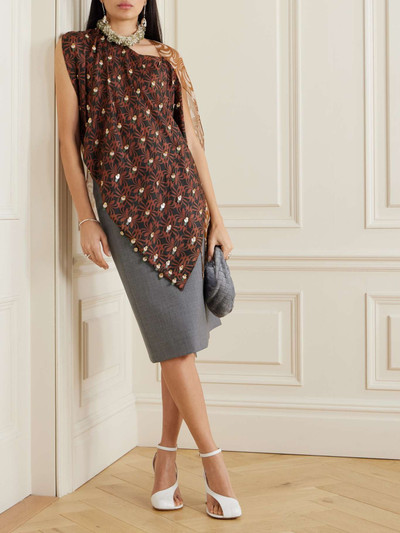 Dries Van Noten Embellished silk-chiffon and crepon top outlook