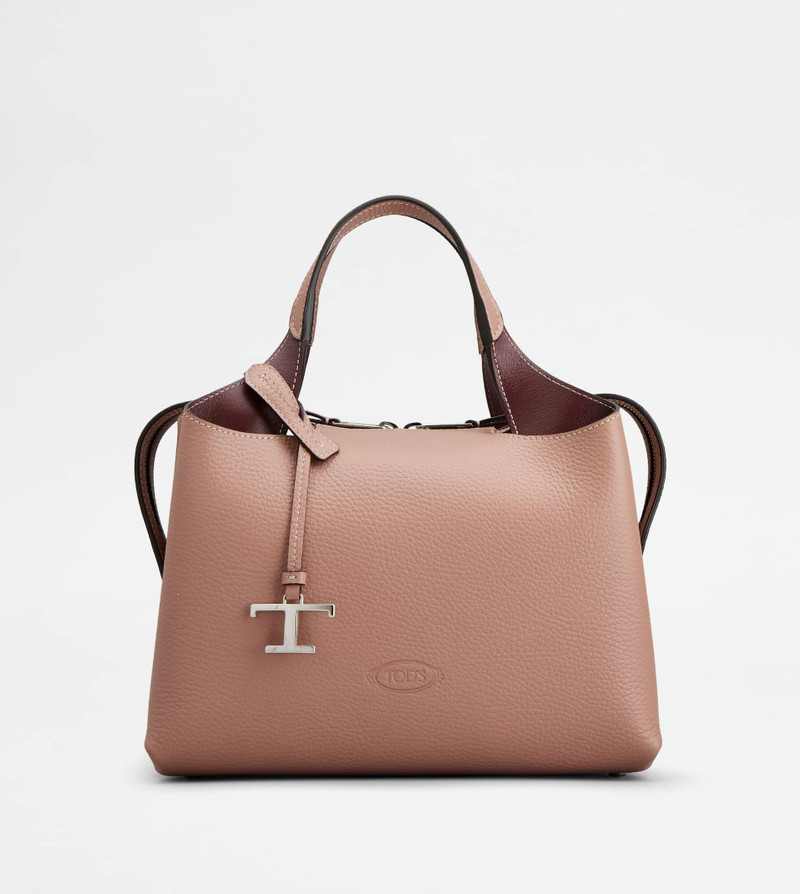 BAULETTO BAG IN LEATHER SMALL - PINK, BURGUNDY 1