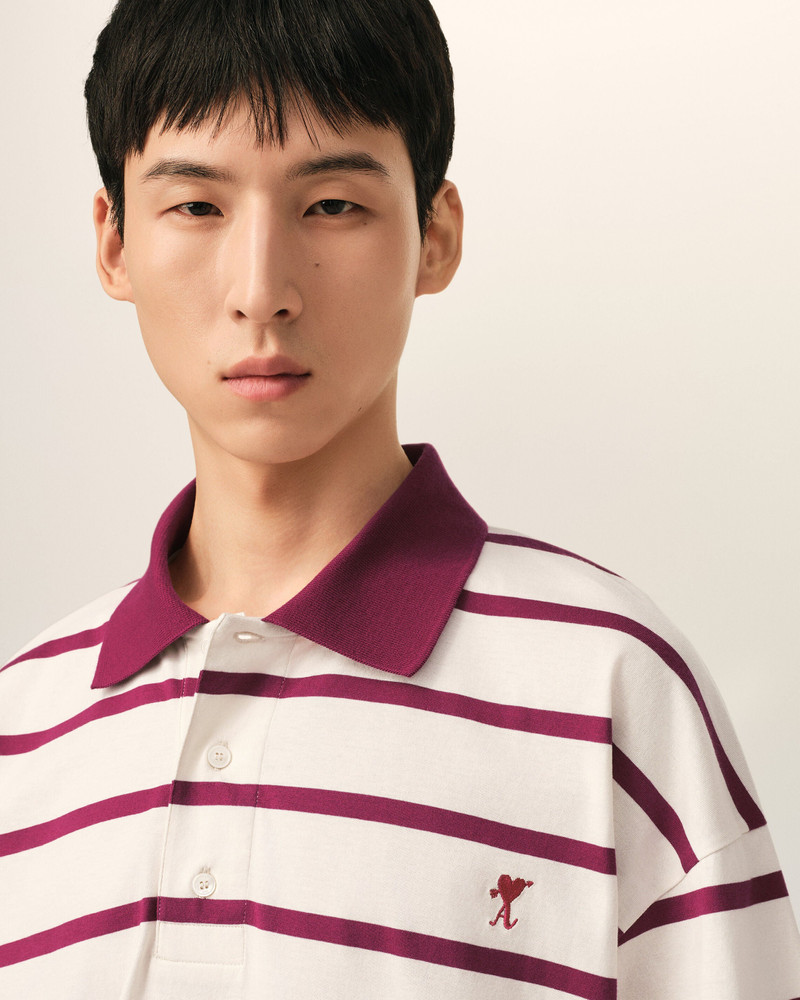 WHITE COTTON POLO WITH AMI DE COEUR ARROW 4