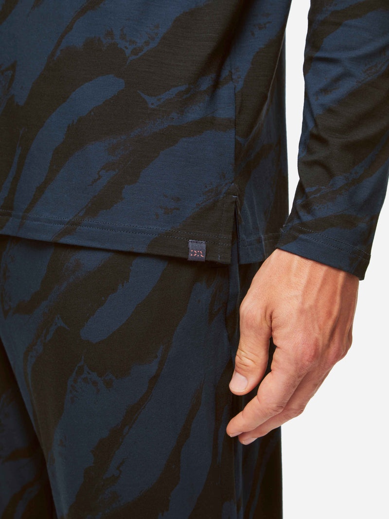 Men's Pullover Hoodie London 8 Micro Modal Navy - 6