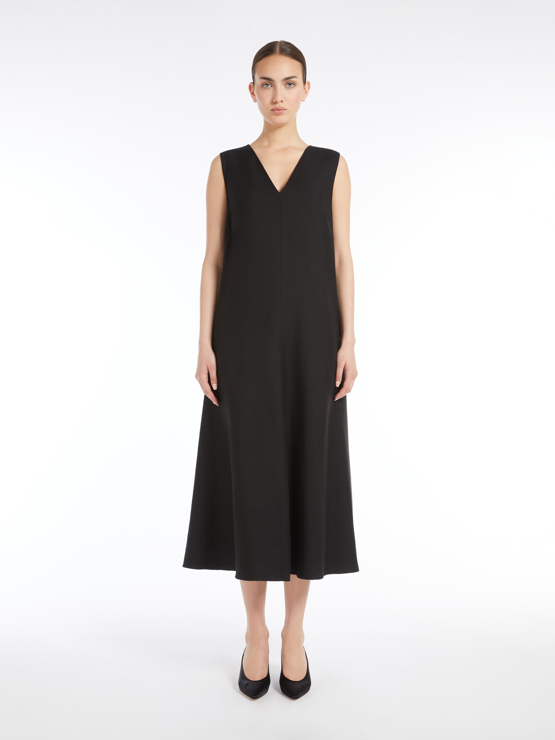 EGOISTA Viscose and linen canvas flared dress - 3