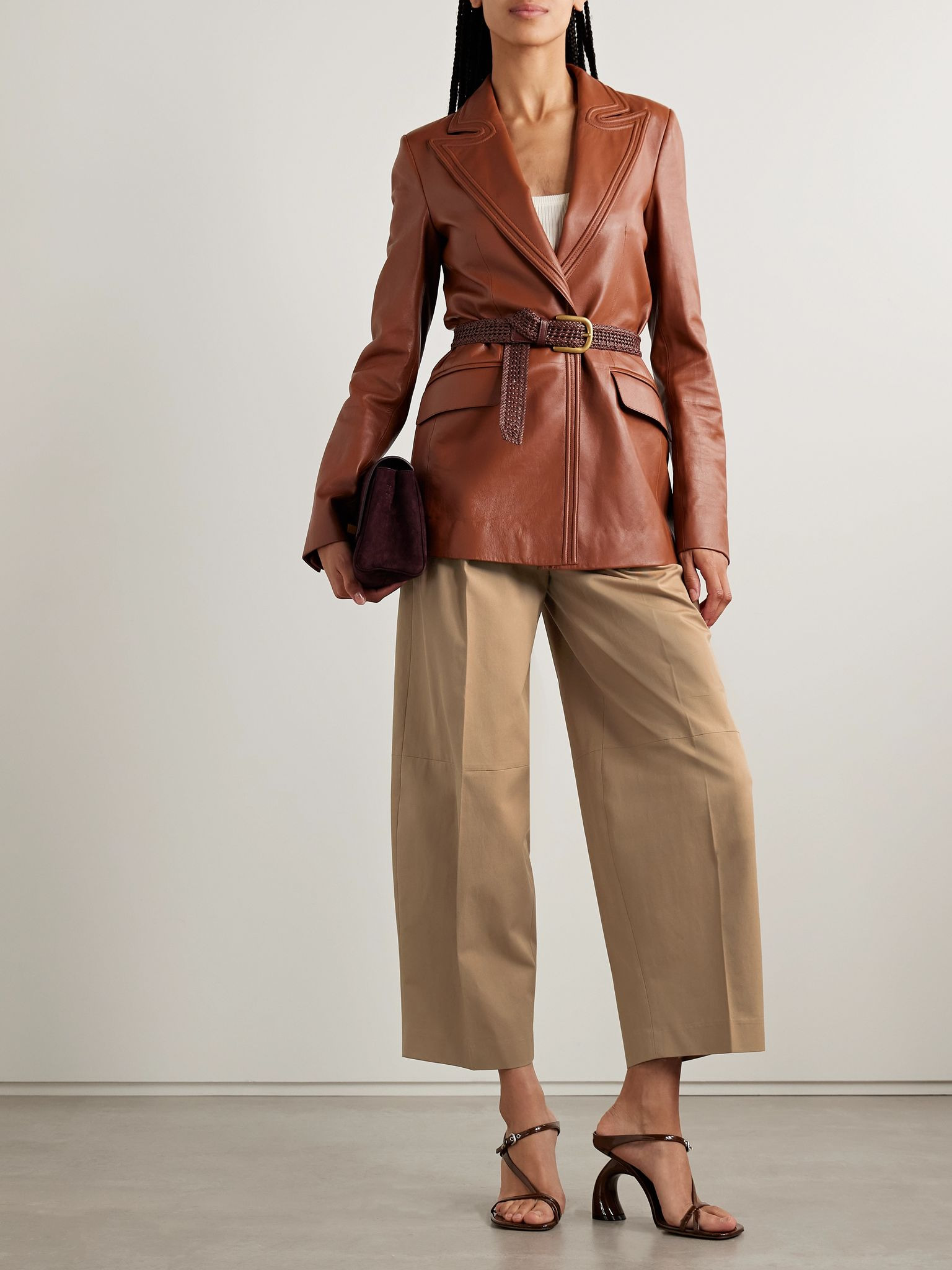 Dash pleated cotton-twill barrel-leg pants Beige - 2