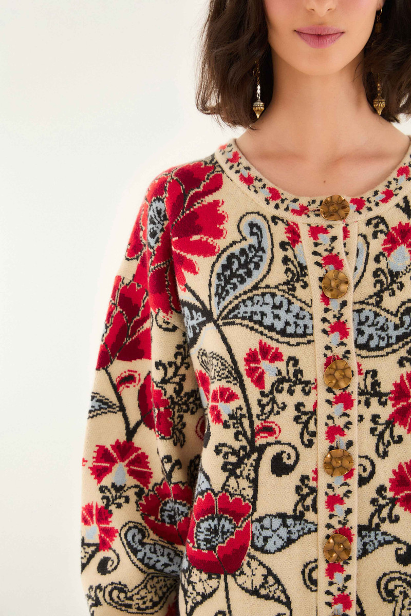 FARM RIO Sand Francesca Knit Cardigan outlook