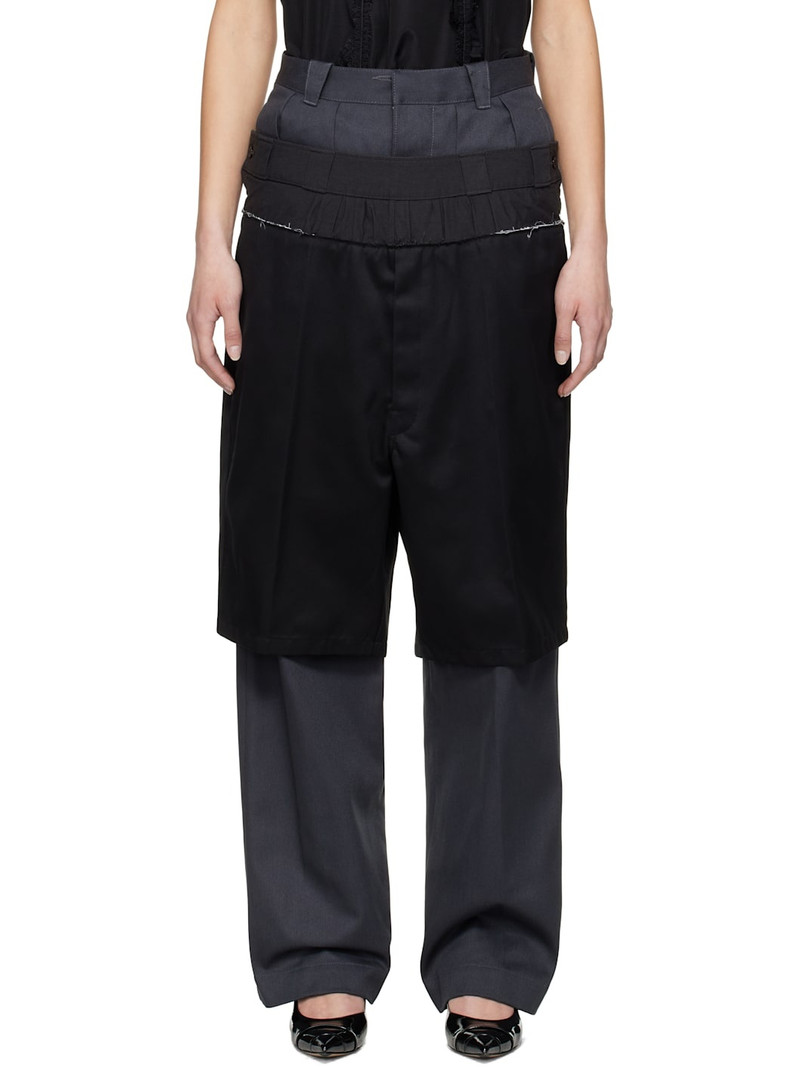 Gray & Black Layered Trousers 1