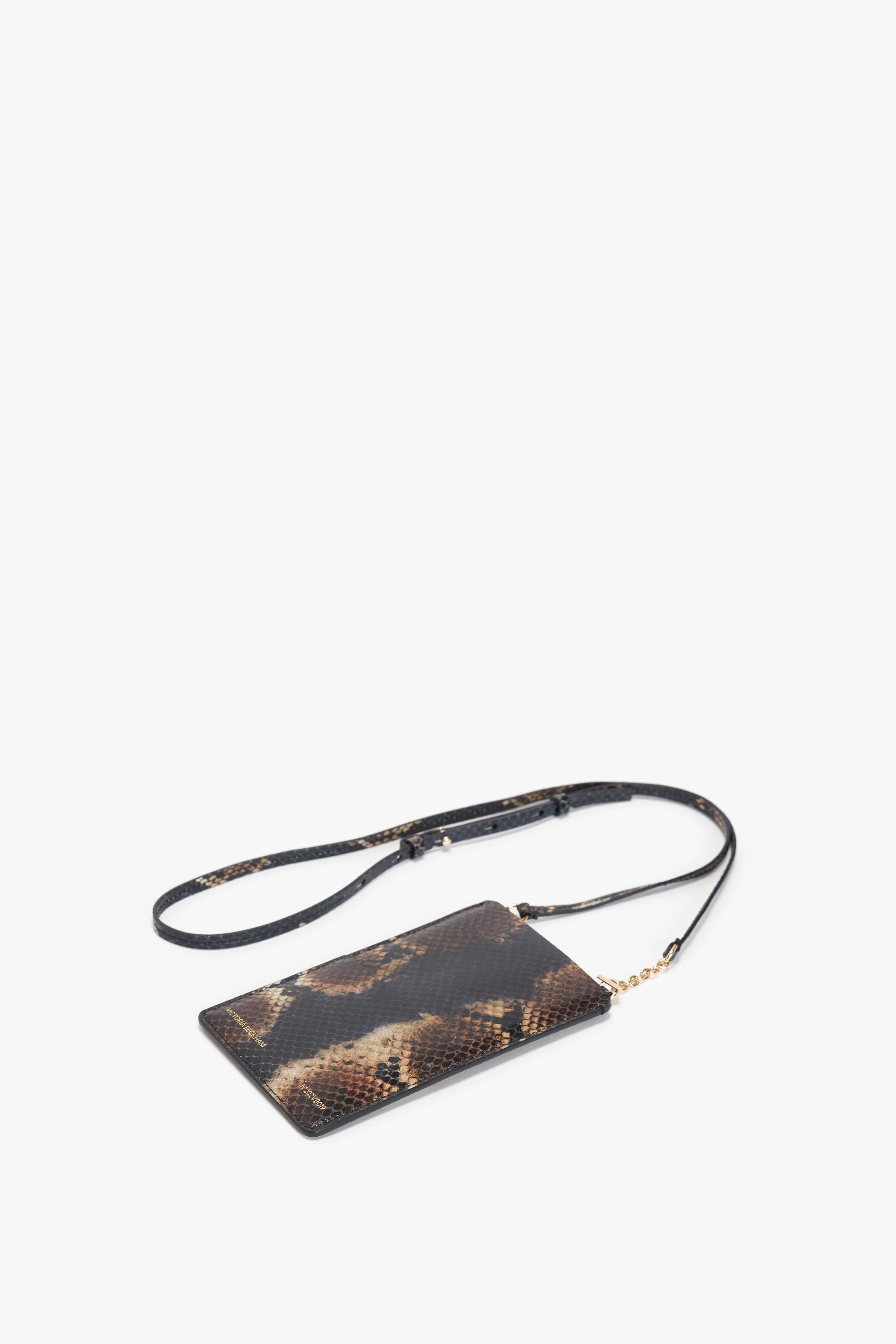 Iphone Pouch In Navy-Brown Leather - 4