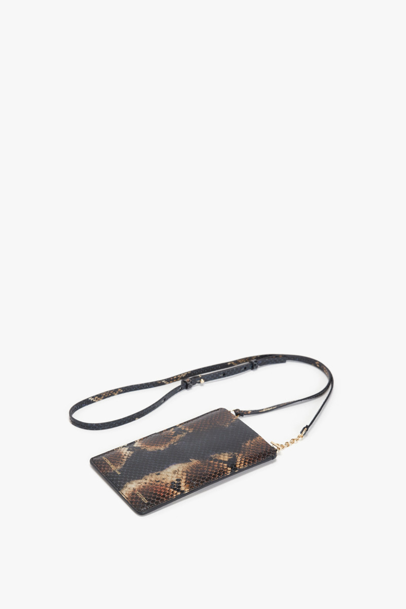 Iphone Pouch In Navy-Brown Leather 4