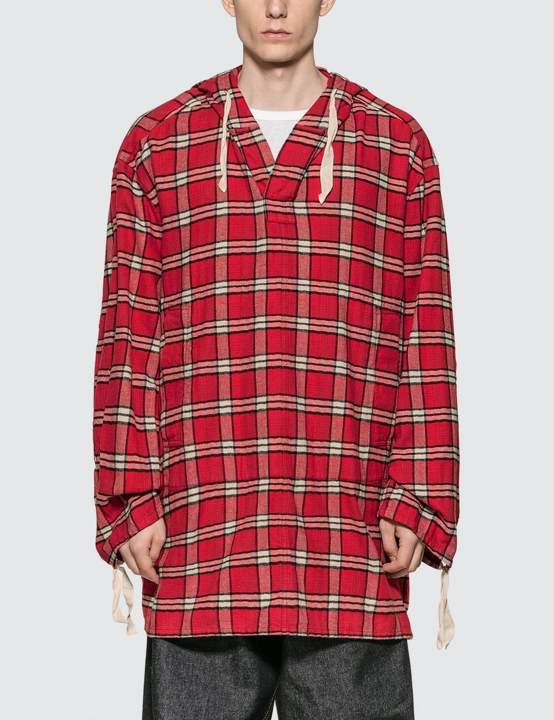 Cotton Flannel Shirt With Hood - 1