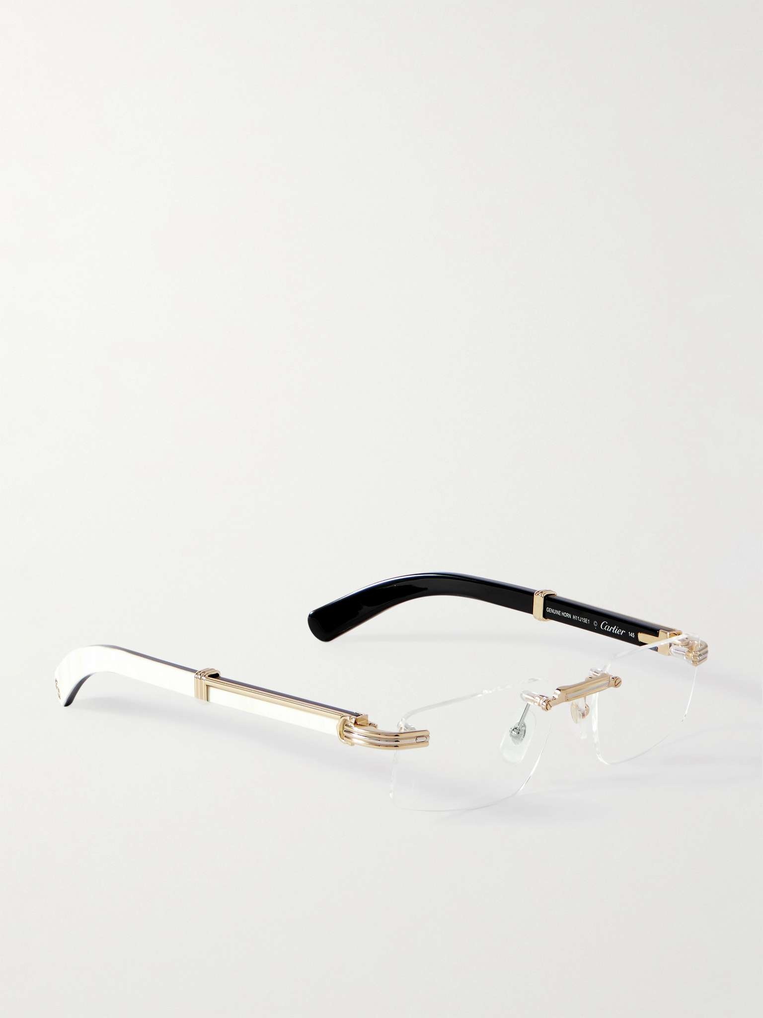 Rectangular-Frame Gold-Tone and Horn Optical Glasses - 3
