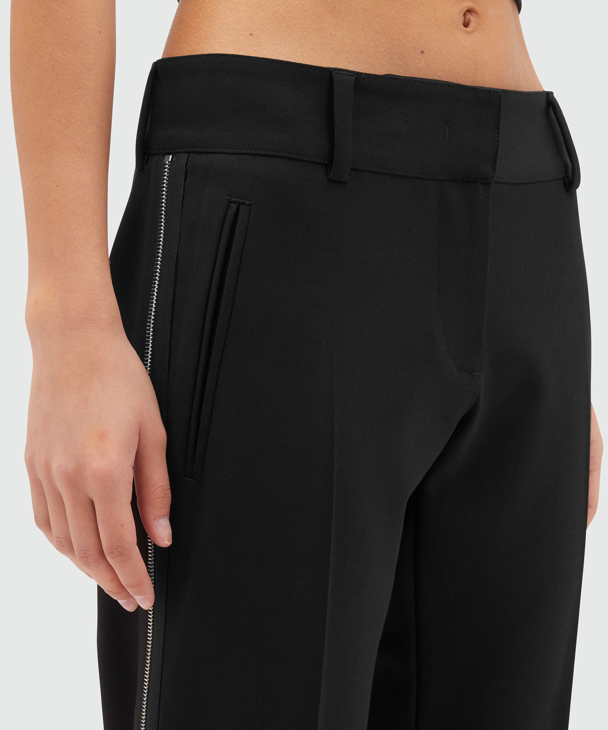 Black blended wool pants with zipper - 5