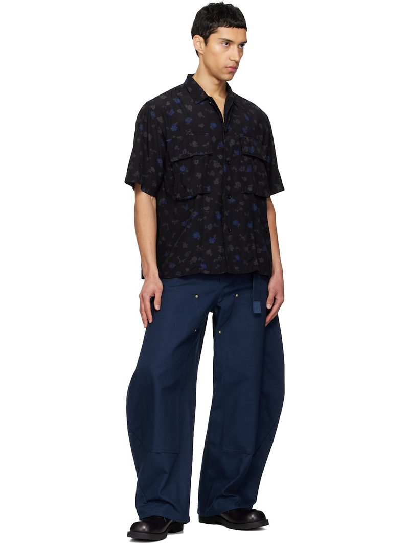 sacai Black Overdyed Floral Print Shirt outlook