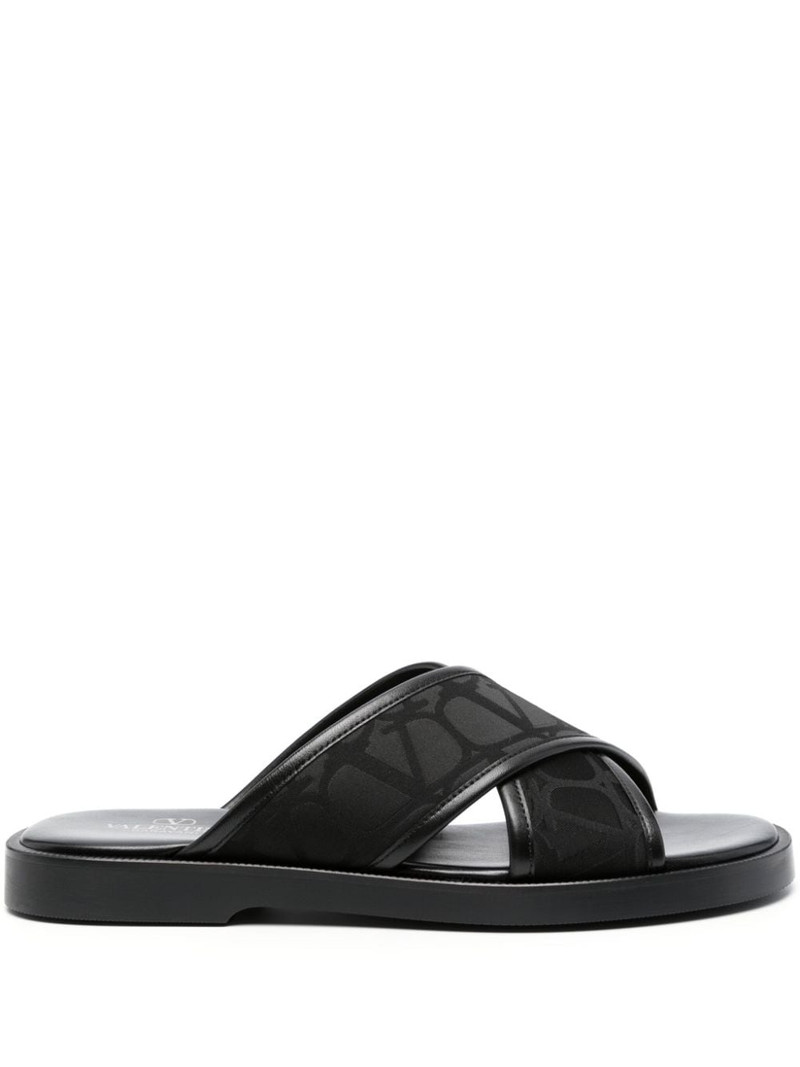 logo-jacquard crossover-strap sandals 1