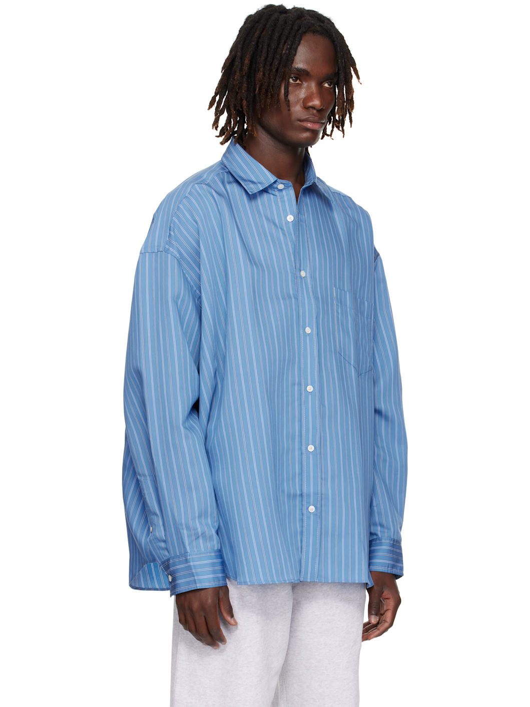 Blue Button-Up Shirt - 2