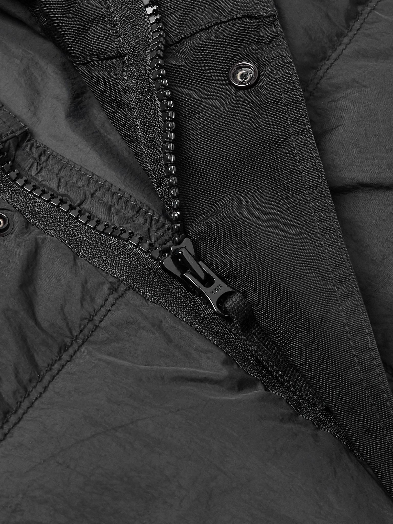 Logo-Appliquéd Garment-Dyed Quitled Crinkled Reps Down Gilet Black - 5