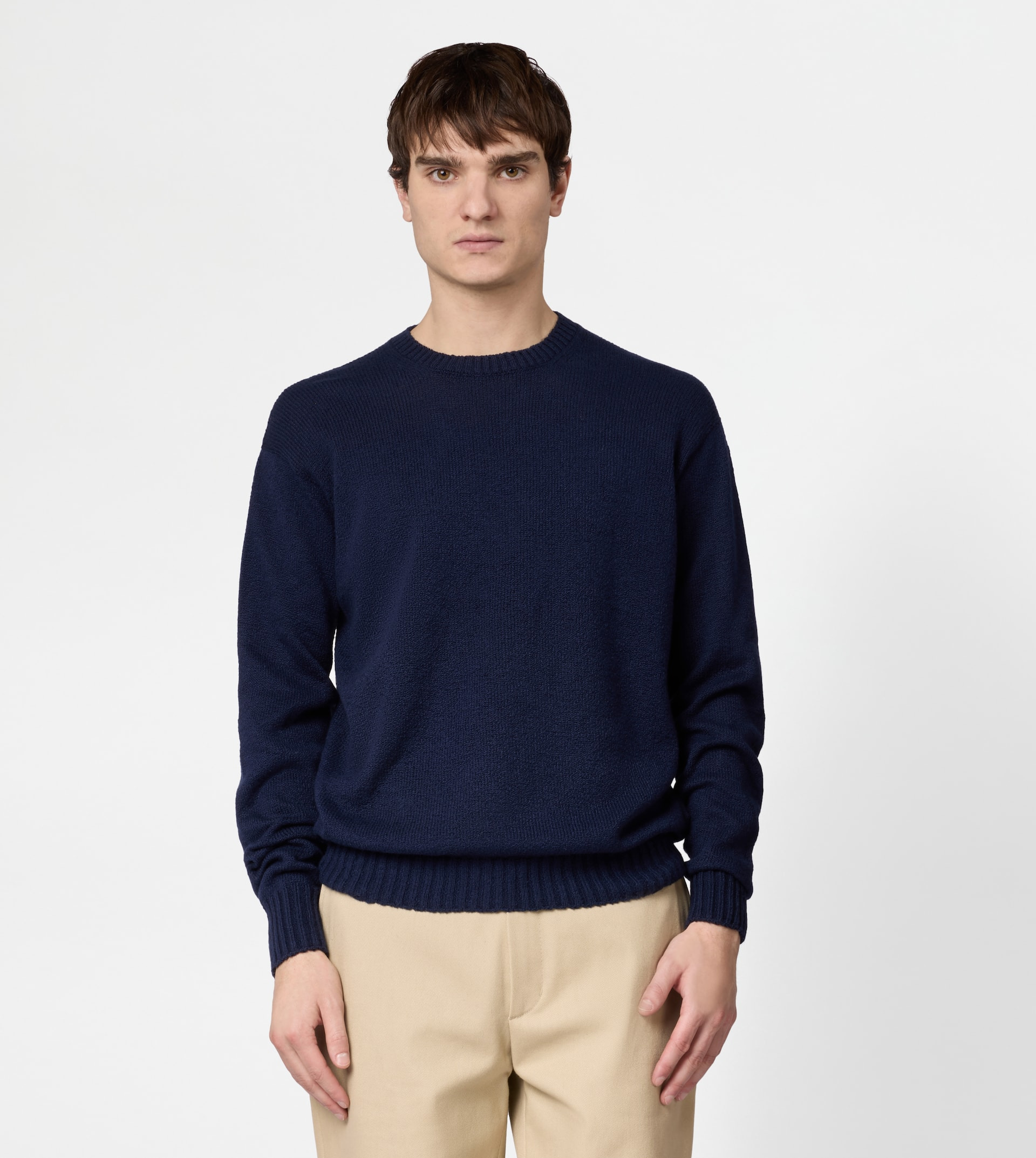 ROUND-NECK PULLOVER IN COTTON - BLUE - 2
