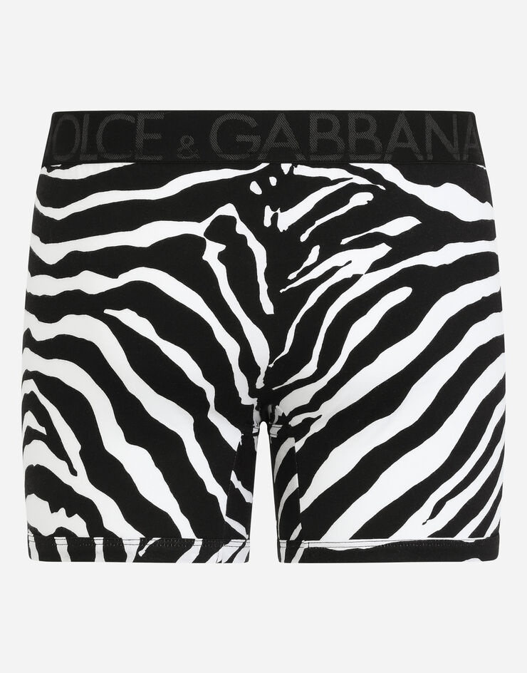 Long-leg stretch cotton boxers with zebra print - 3