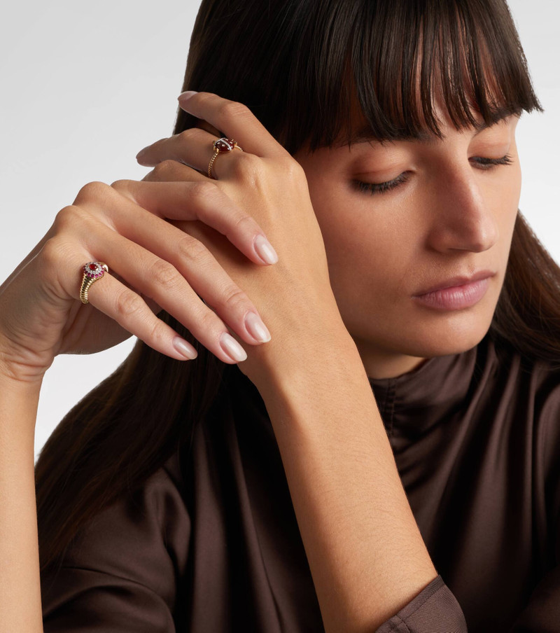 Yvonne Léon Pompadour Baby 9kt gold ring with gemstones outlook