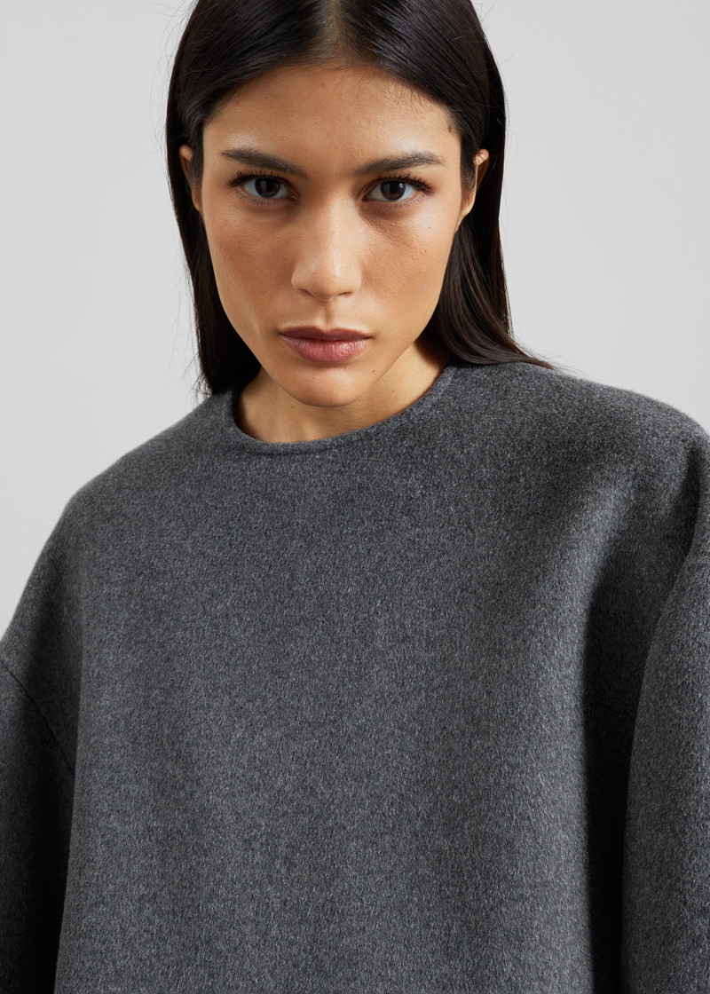 Delancey Long Sleeve Wool Top - Dark Grey Melange 4