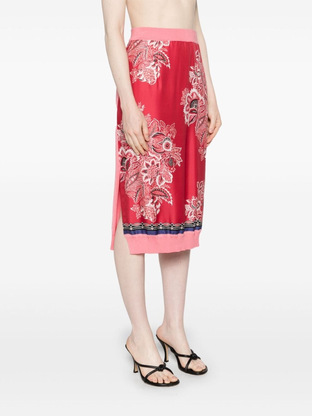 floral-print silk pencil skirt - 3