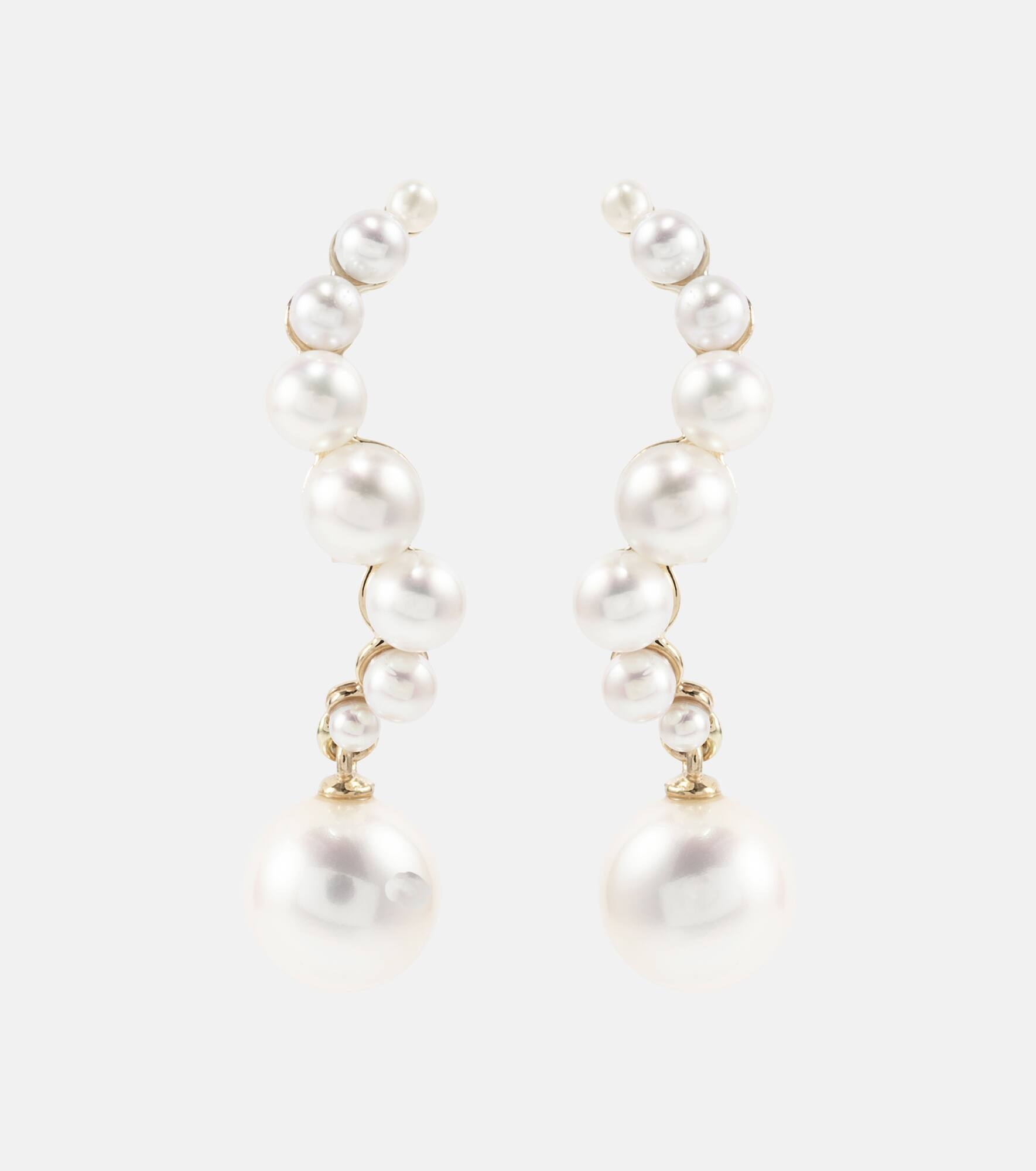 14kt gold drop earrings with pearls - 1