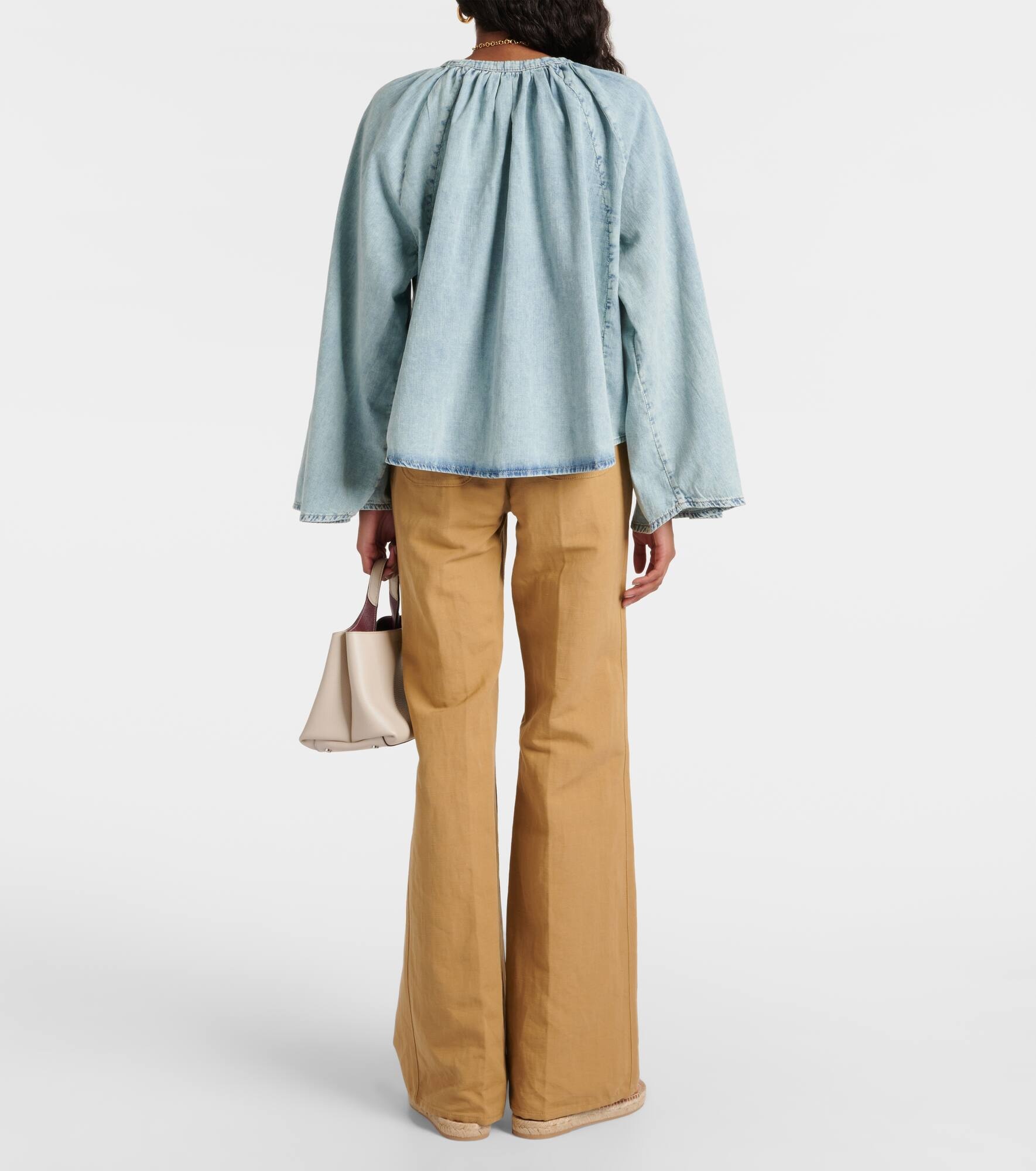 Cotton and linen denim top - 3