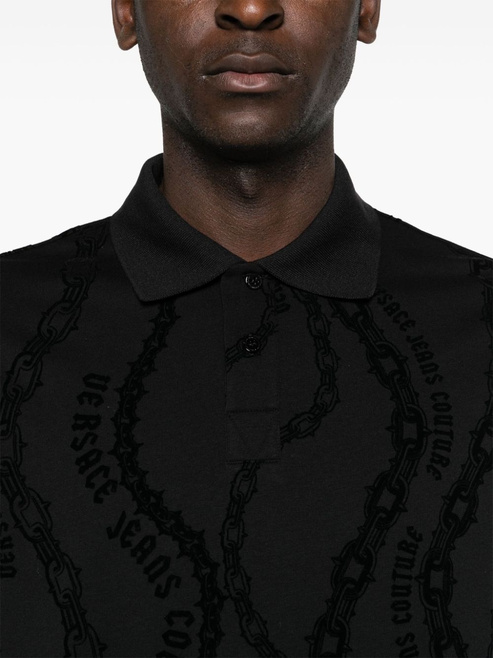 flocked-print jersey polo shirt - 5