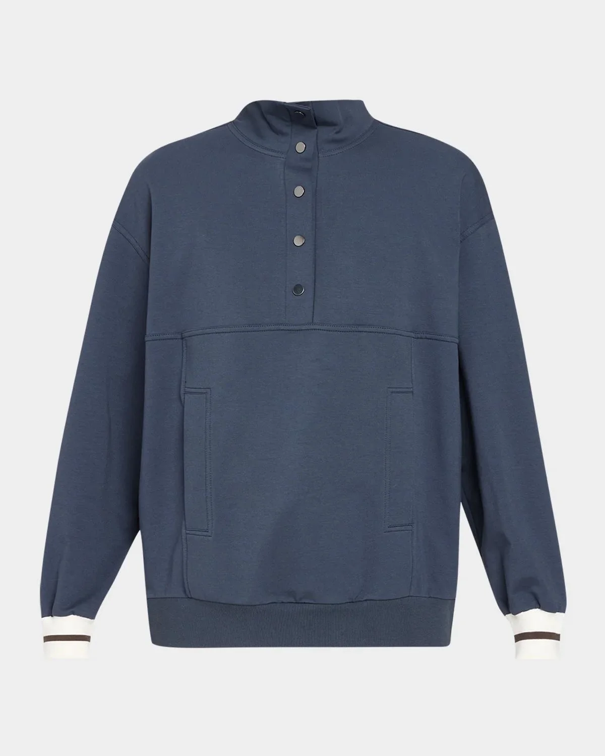 Cotton Jersey Henley Sweatshirt - 1