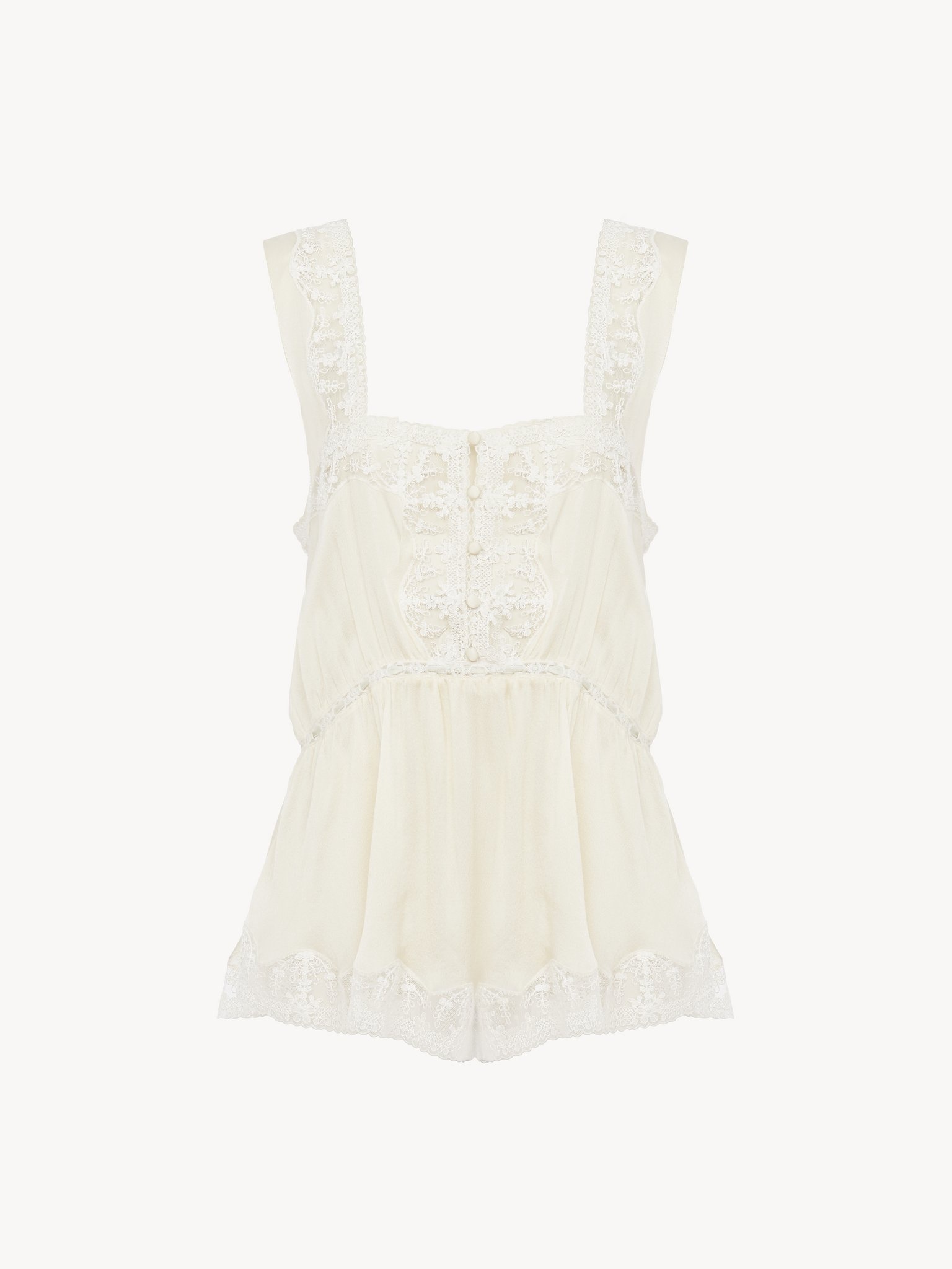 FLUID TANK TOP IN SILK CHARMEUSE & LACE - 2