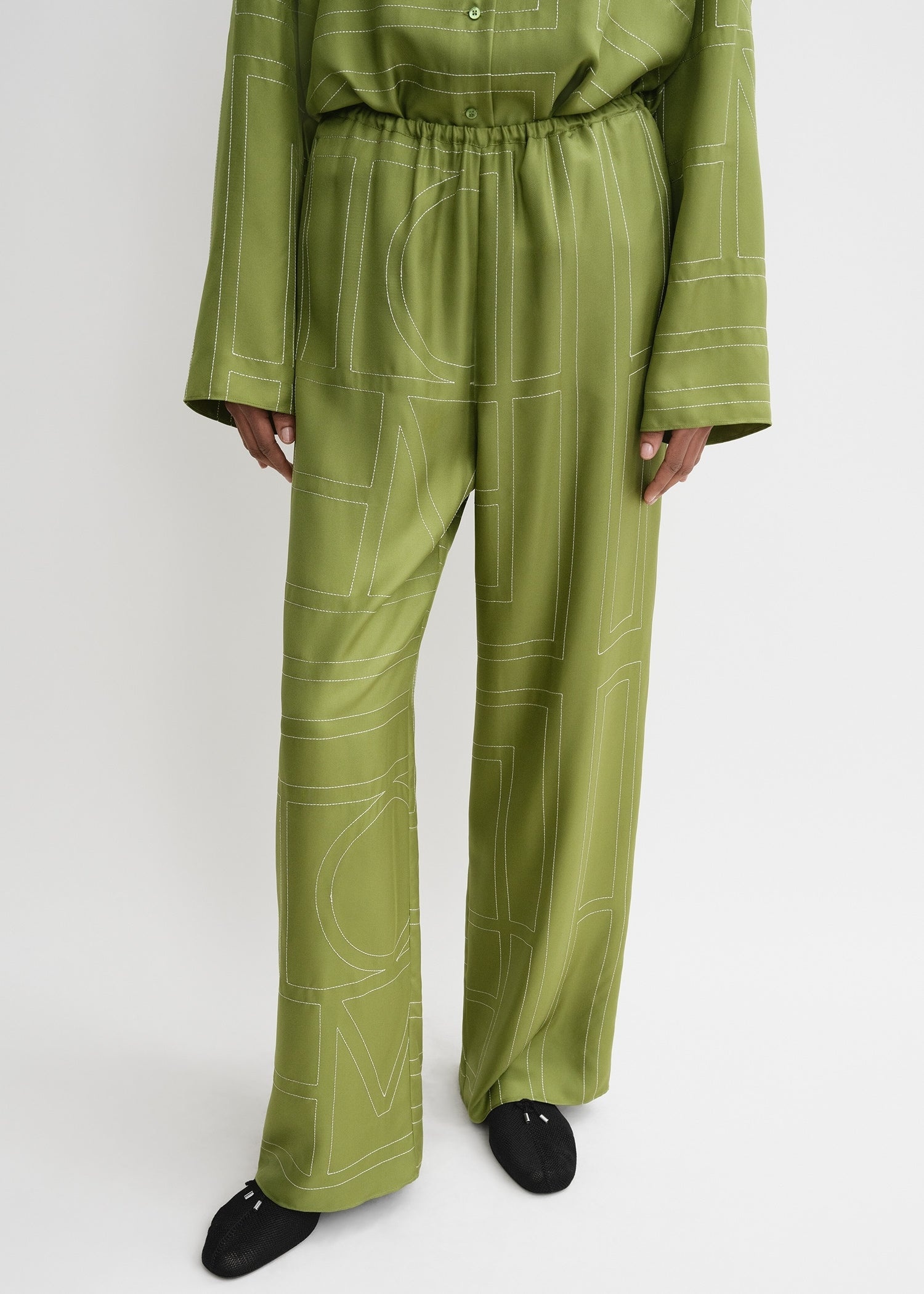 Monogram silk pj bottoms laurel - 6