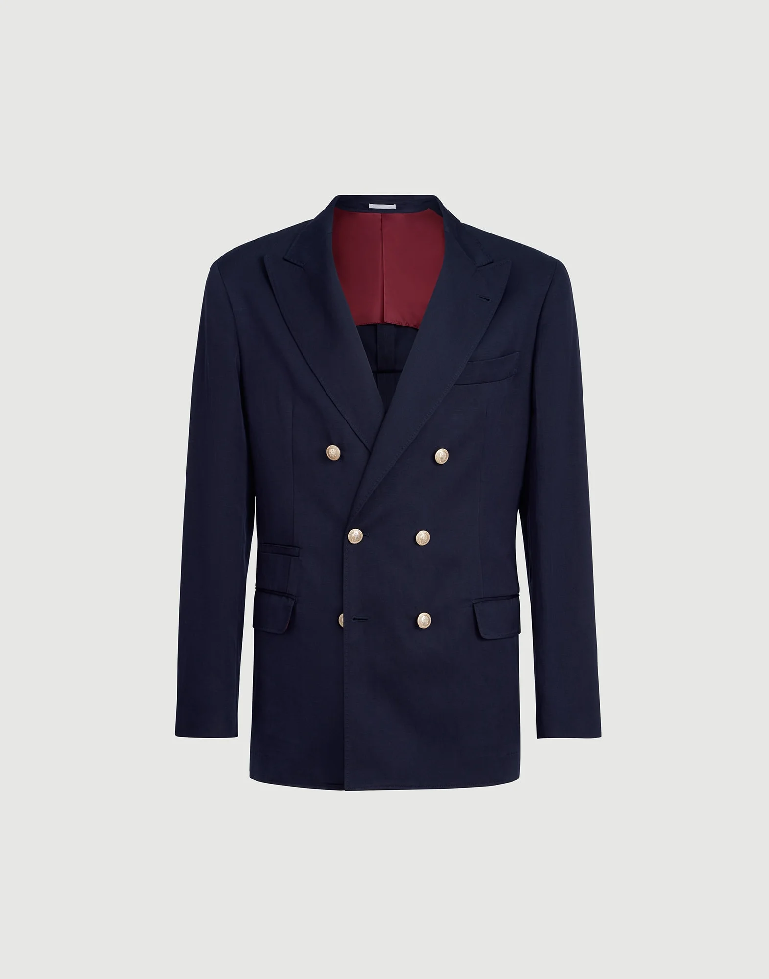 Délavé silk and linen twill one-and-a-half breasted deconstructed blazer with metal buttons - 1