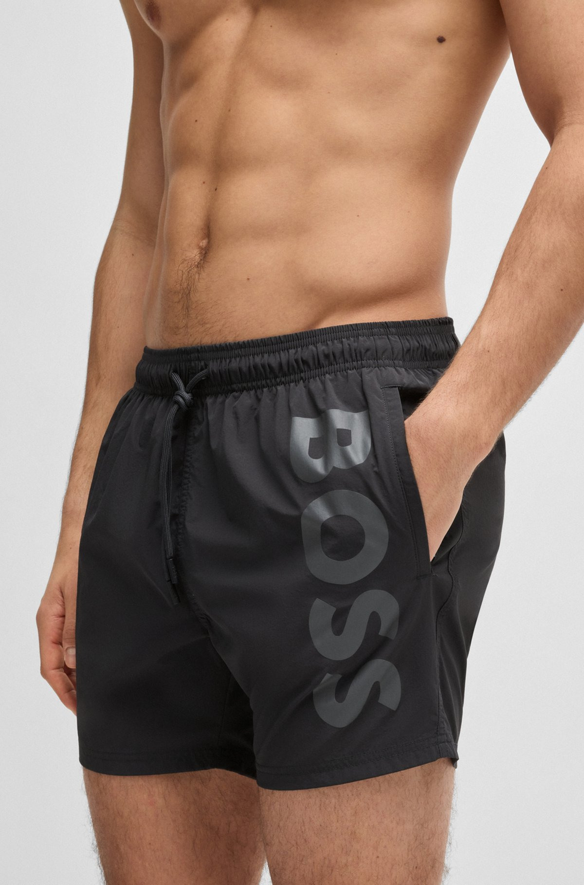 CONTRAST-LOGO SWIM SHORTS IN QUICK-DRYING FABRIC - 3