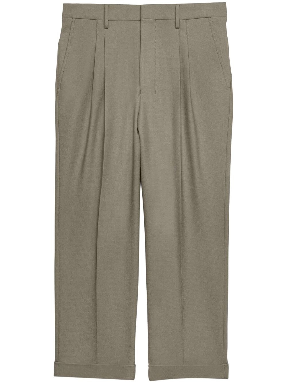 box-pleated cropped trousers - 1