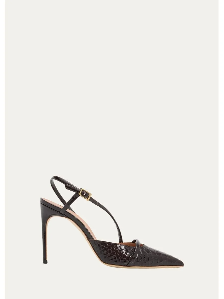 90mm Valeria Snake-Embossed Patent Leather Pumps - 1