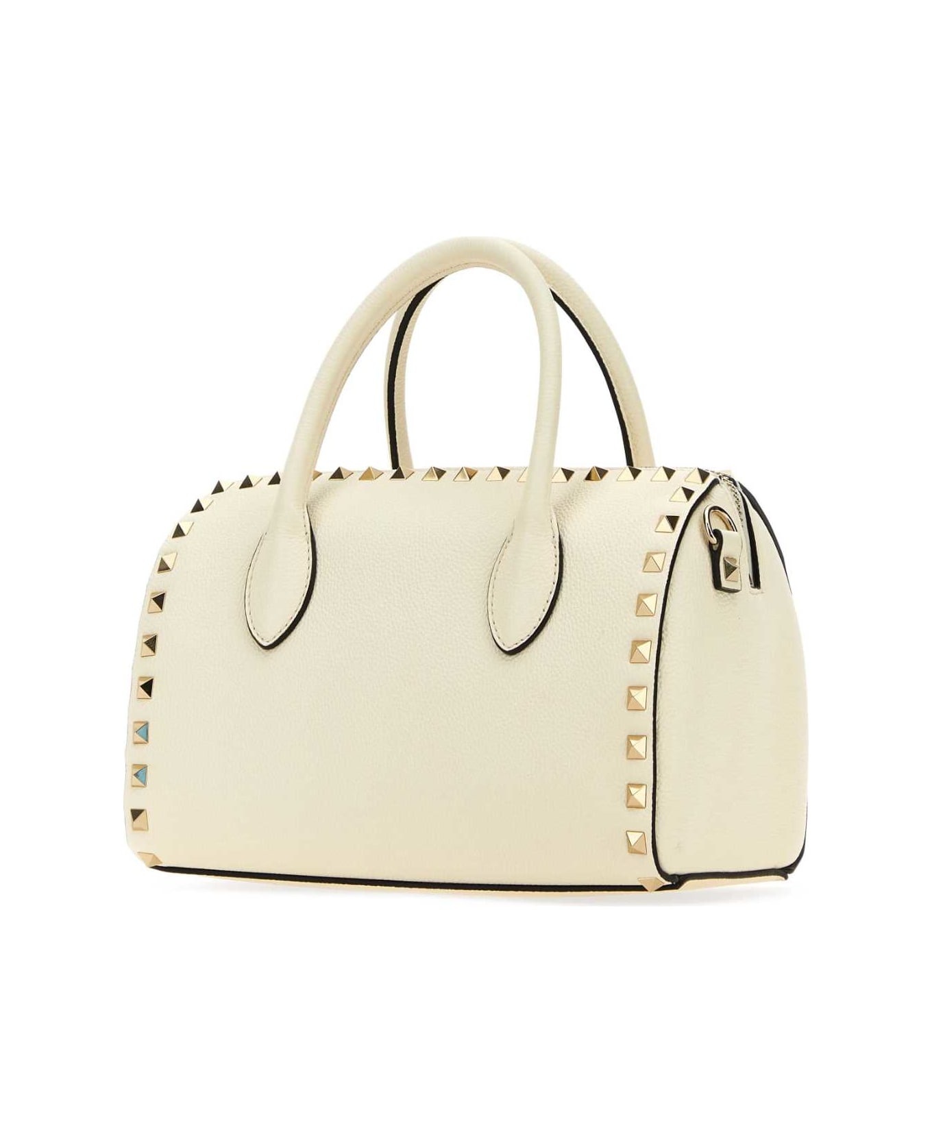 Ivory Leather Rockstud Handbag - 2