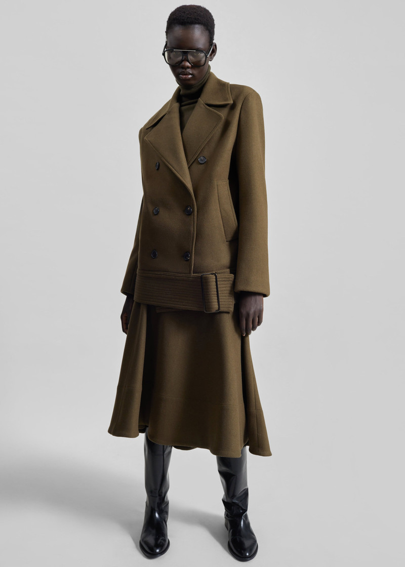 Manali Belted Peacoat - Olive Brown 8