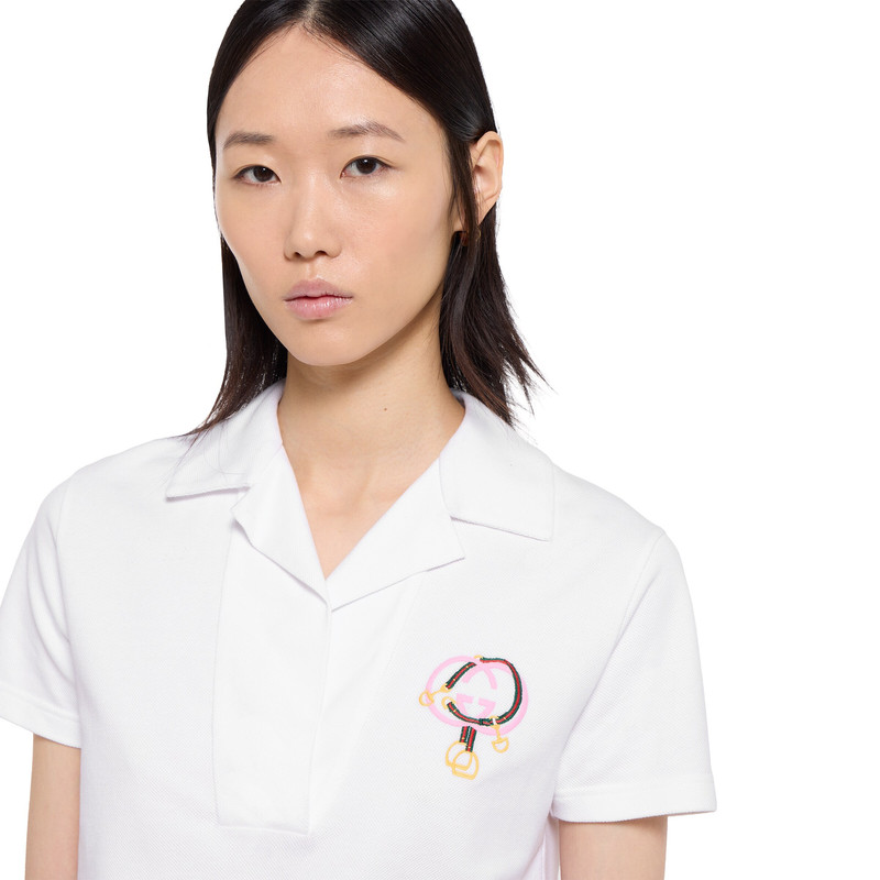 Cotton piquet polo shirt with embroidery 3