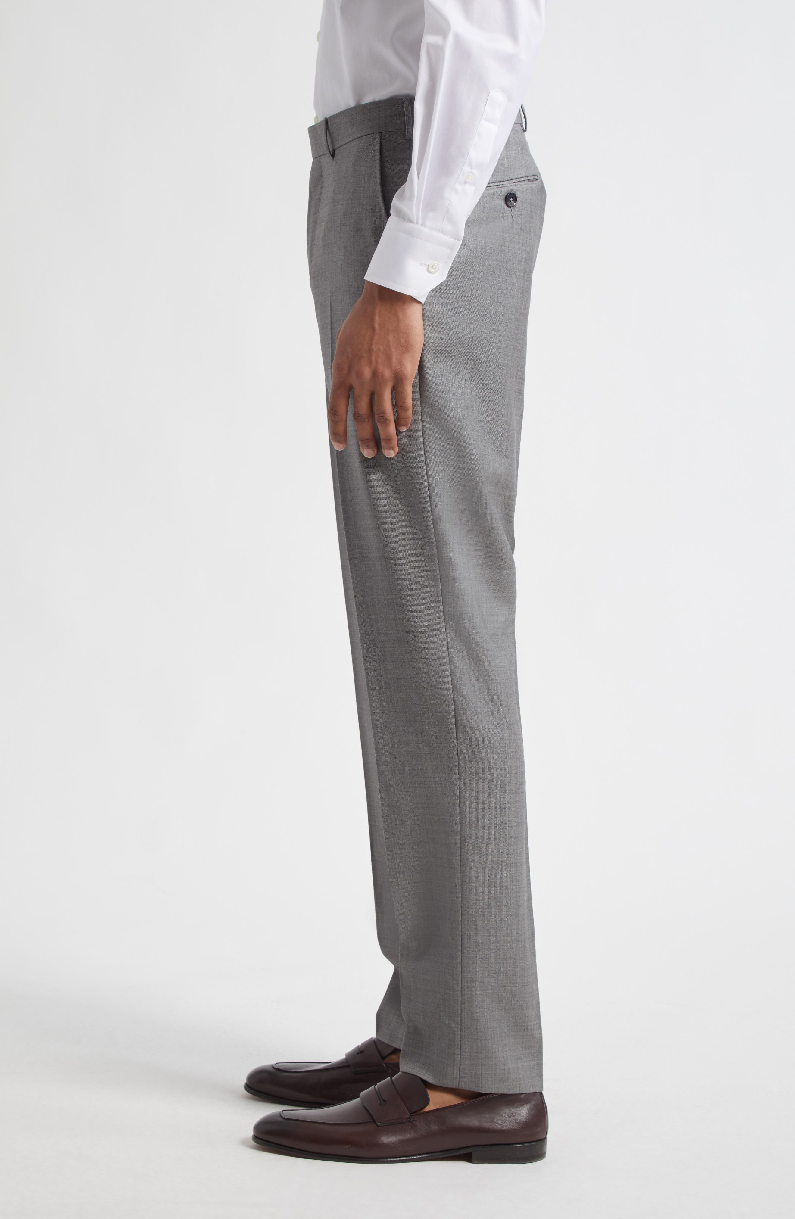 ZEGNA Mélange Wool Pants in Md Gry Sld at Nordstrom - 3