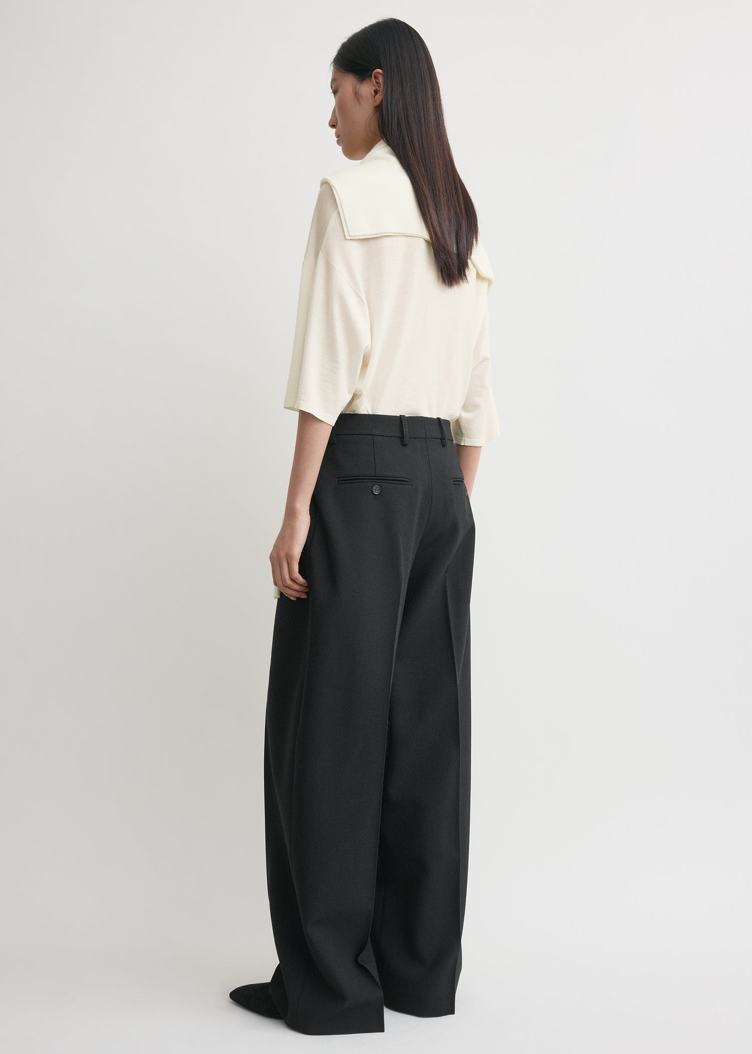 Wide tailored trousers black - 4
