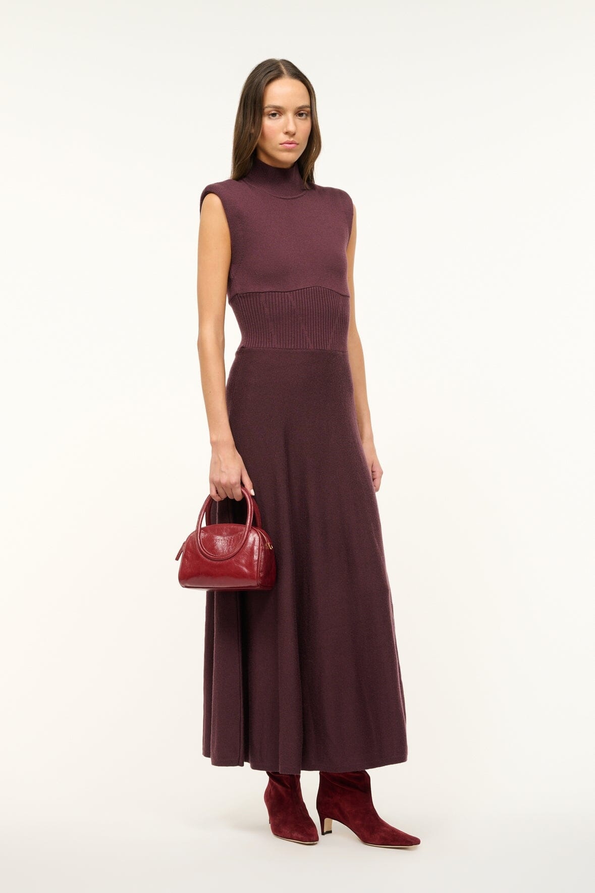 STAUD LAFAYETTE DRESS MERLOT - 4