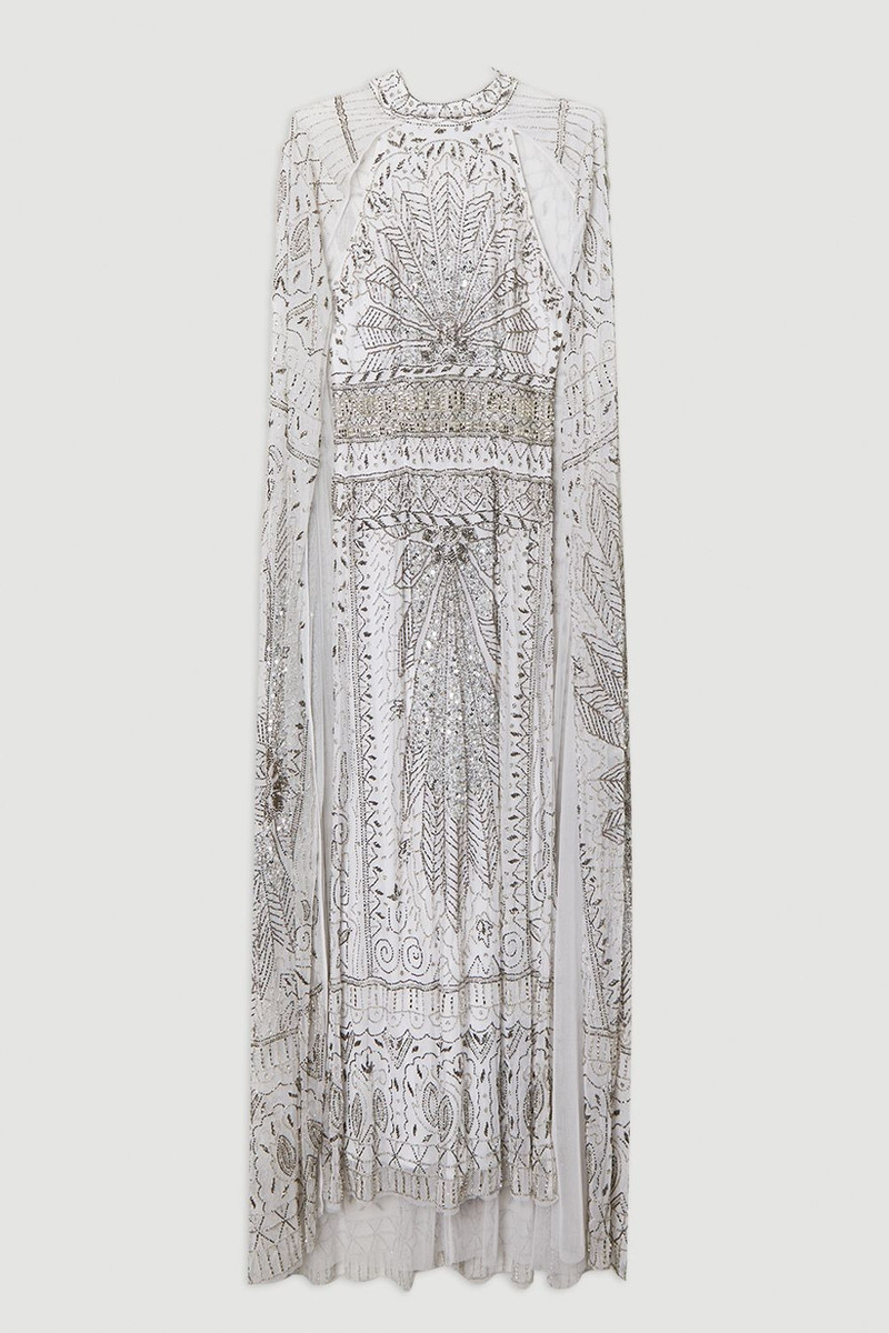 Petite Premium Embellished Detail Drapey Woven Maxi Dress 4