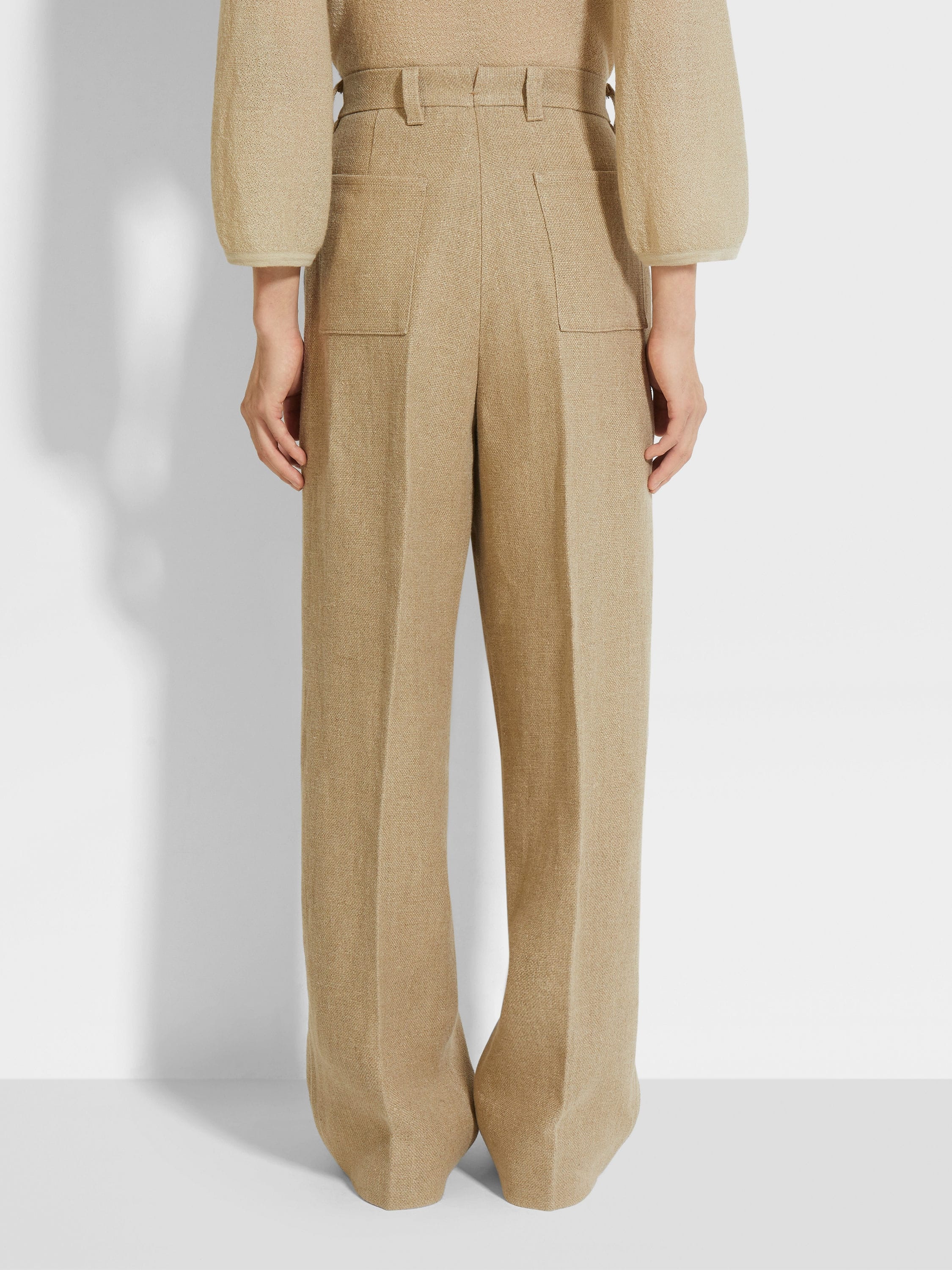 BEIGE MÉLANGE LINEN PANTS - 6