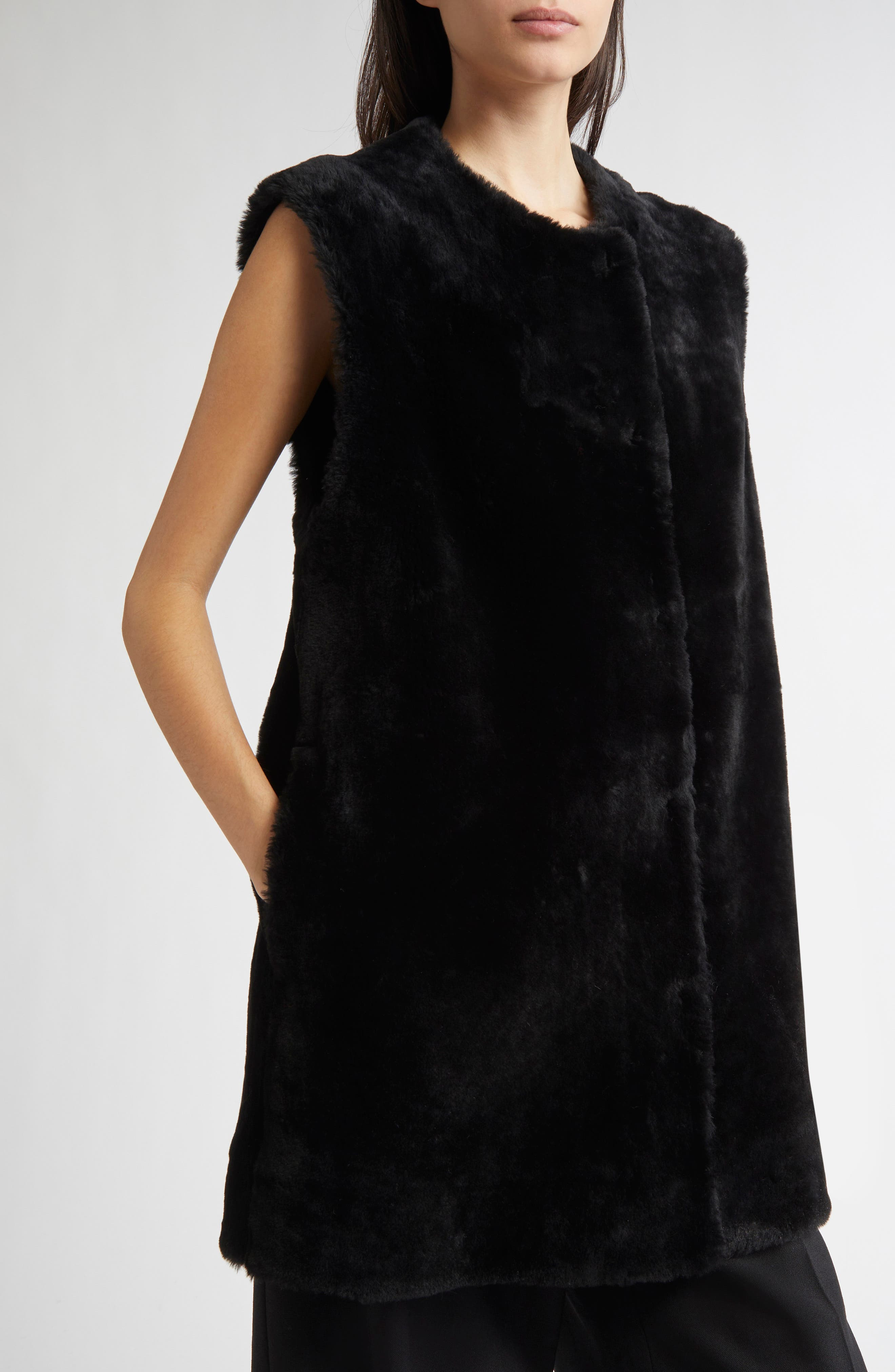 TOTEME Plush Genuine Shearling Vest in Black at Nordstrom - 5