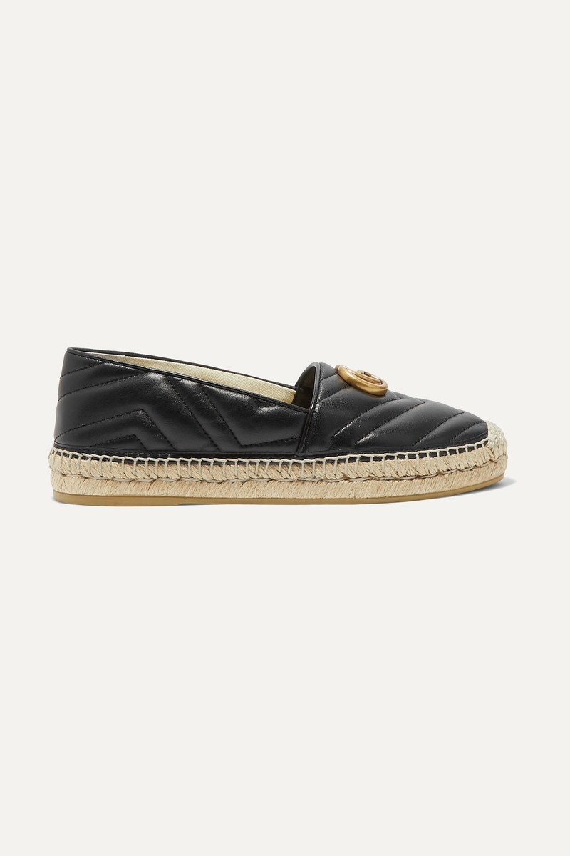 Logo-embellished quilted leather espadrilles - 1