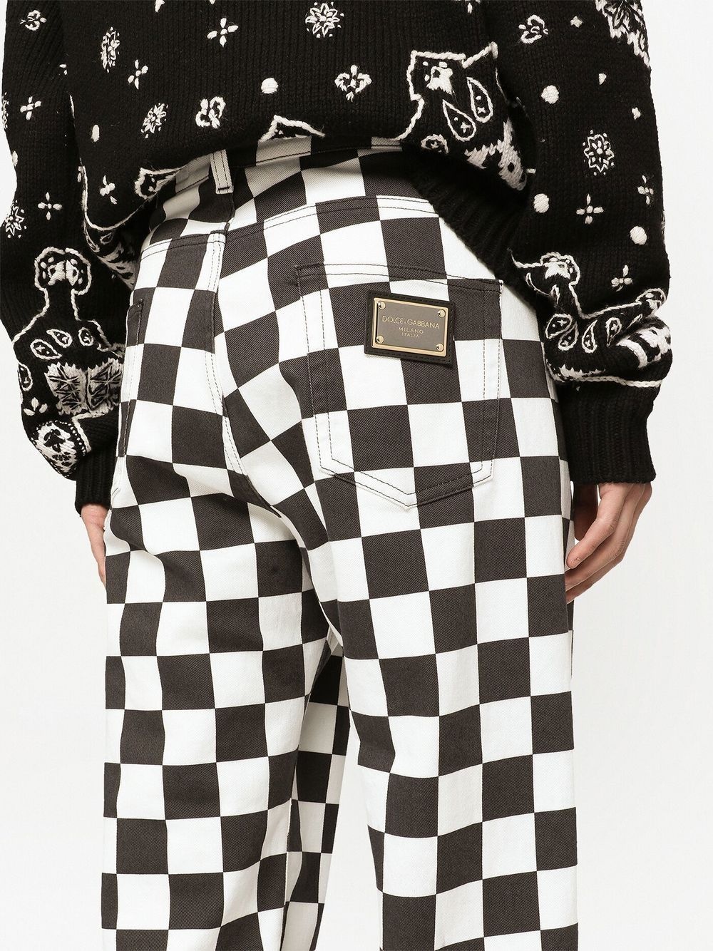 checkerboard-print straight-leg jeans - 5